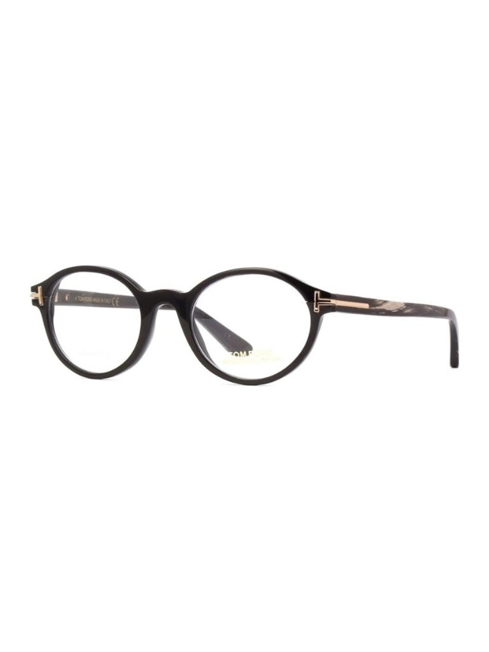 New Authentic Tom Ford Women's Black Real Buffalo Horn Round Horn Glasses